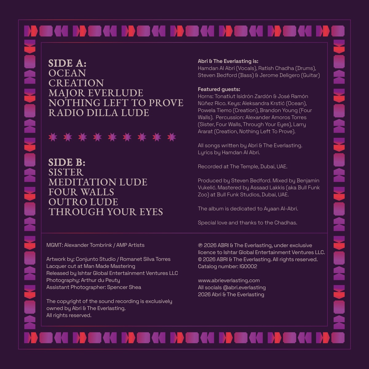 The Healing — back sleeve, tracklist and credits